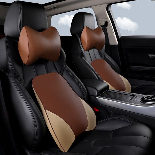 

kkysyelva memory foam lumbar support cushion for car and headrest neck pillow kit interior accessories