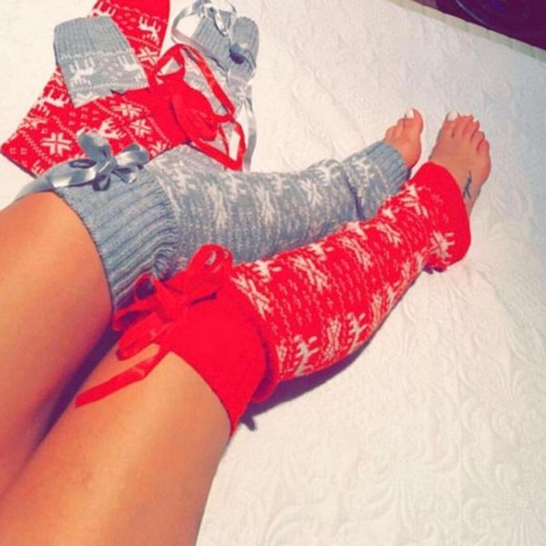 

bowknot women knit toeless girl reindeer christmas thigh high leggings socks boots stocking fashion new, Black;white