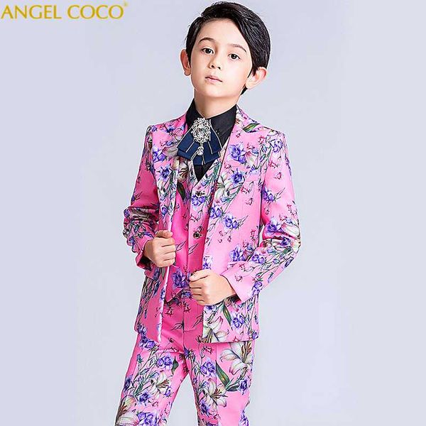 

formal boys suits for weddings children's tuxedo blazer for wedding prom jacket pants vest 5pcs costume enfant garcon mariage, Blue