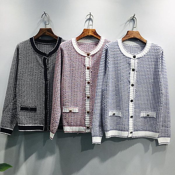 

624 2019 spring summer brand same style kint crew neck flora print button cardigan prom sweater striped luxury womens clothes qian, White