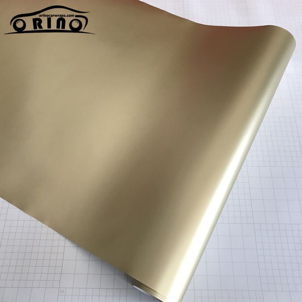 Champagnergold, matte metallische Vinyl-Aufkleber-Autoverpackungsfolie mit Luftablass, Fahrzeug-Autoverpackungsfolie, Größe 1, 52 x 18 m, 5 x 59 Fuß2412