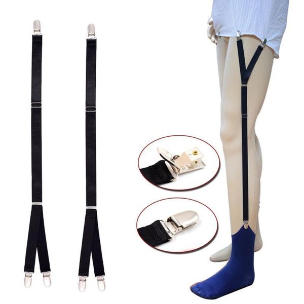 

1 pair y-shape men's shirt suspenders stays holder for shirt high elastic uniform business style suspender garters, Black;white