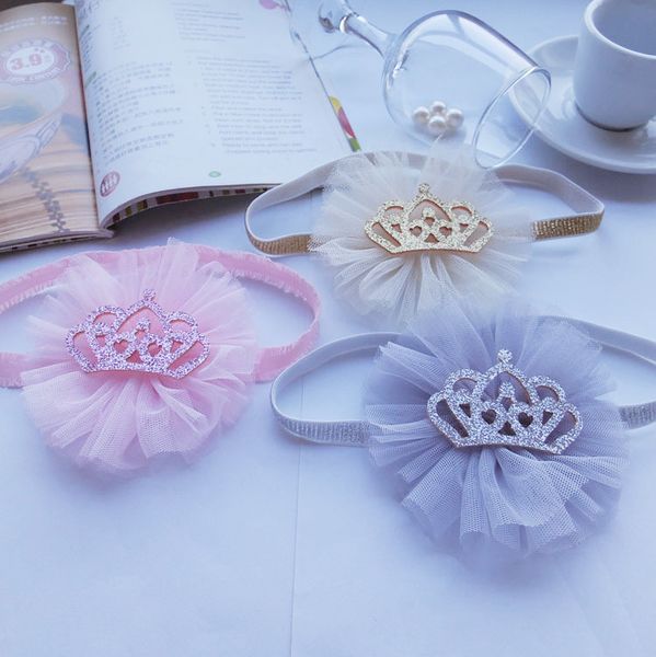 

бутик ins 12шта мода смазливая блеск 3d диадема ободки solid корона кружево цветочные мягкое hairbands princesss аксессуары для волос, Slivery;white