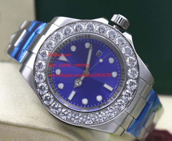 

factory sale mens sale christmas gift wristwatch 44mm blue dial new pro-hunter large diamond 116660 asia 2813 automatic men, Slivery;brown