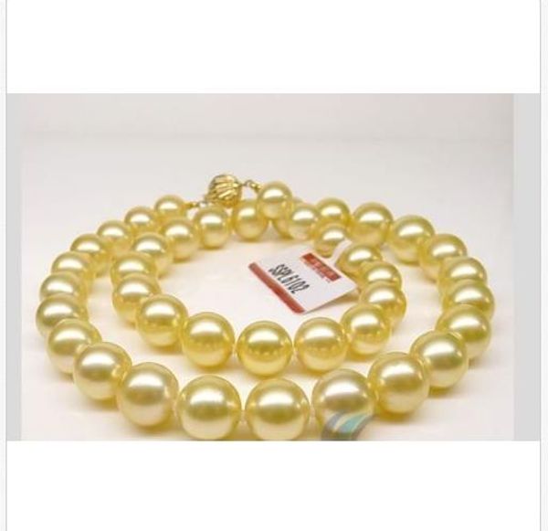 

elegant aaa10-12mm south sea round gold pearl necklace 18"14k, Silver