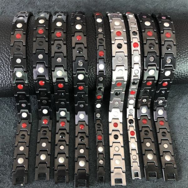 

korean titanium steel bracelet manufacturer magnet stainless steel couple health care headwear wholesale, Golden;silver