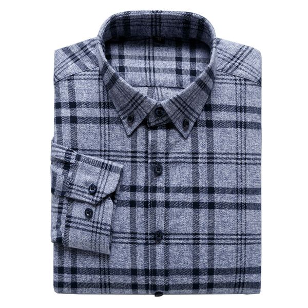

pure cotton sanded warm classical plaid shirts for men long sleeve button collar slim fit soft comfortable pilling resistance, White;black