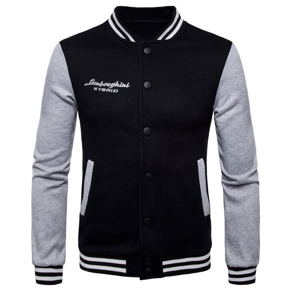

winter men hoodies thick cardigan baseball cloth stand collar couples hooded sweatshirts casual single breasted male clothes, Black