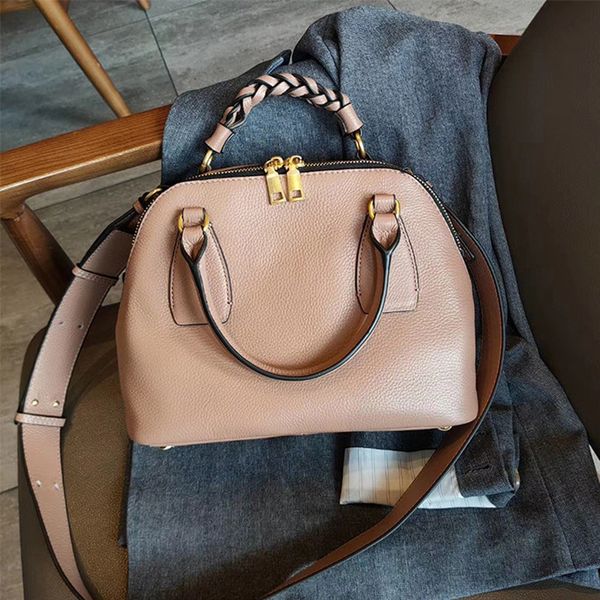 

2020 new retro shell shape women handbag one handle handwork weave soft cowhide leather ladies hand bags shoulder bag
