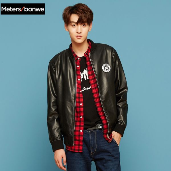 

metersbonwe autumn men denim jacket baseball collar clothes youth, Black;brown
