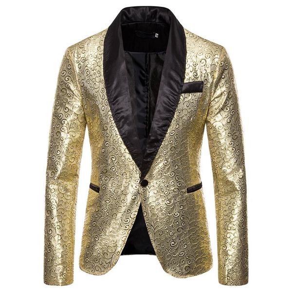 

oeak fashion luxury men blazer jacket one button shiny casual suit slim fit autumn dj stage costume, White;black