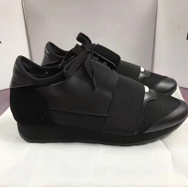 

fashion designer sneaker men women casual shoes genuine leather mesh pointed race runner shoes outdoors trainers with box 03, Black