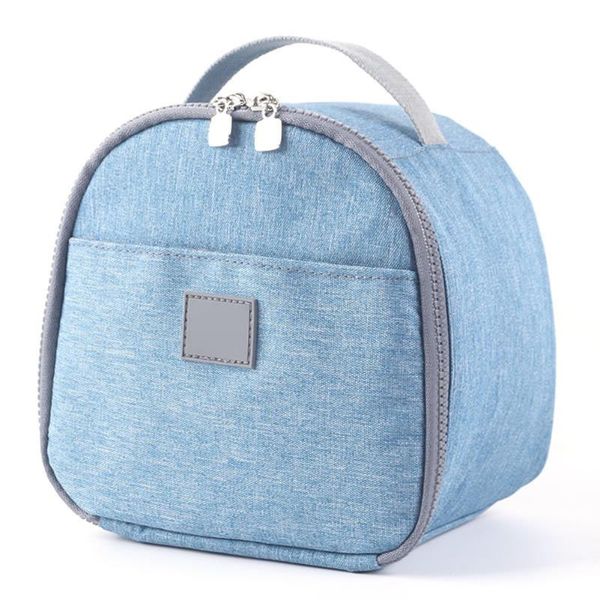 

women men lunch bag bento carrying travel picnic cooler portable office thickened students leakproof thermal packet zipper, Blue;pink