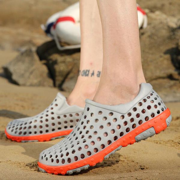 

men sandal 2018 new summer shoes casual flat openwork beach shoes comfortable sandals for men size 40 - 45, Black