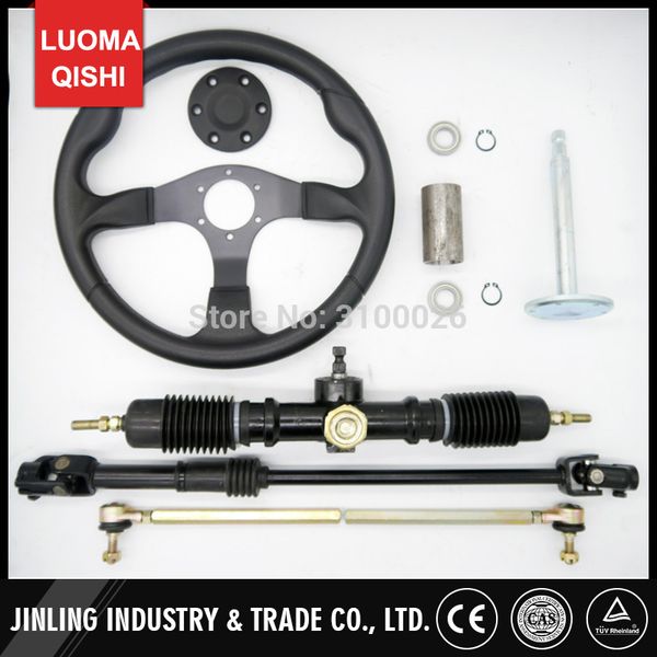 

350mm steering wheel 520mm gear pinion 610mm adjust u joints tie rod fit for diy china go golf kart buggy karting utv bike parts