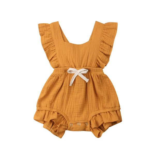 

baby girl ruffles bodysuit romper sleeveless jumpsuit lace up outfits sunsuit cute baby girl clothes, Blue