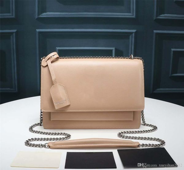 

2020 designer sunset medium in smooth leather handbag, grade leather quality chain bag, star designer's slant straddle bag, 24*17*9