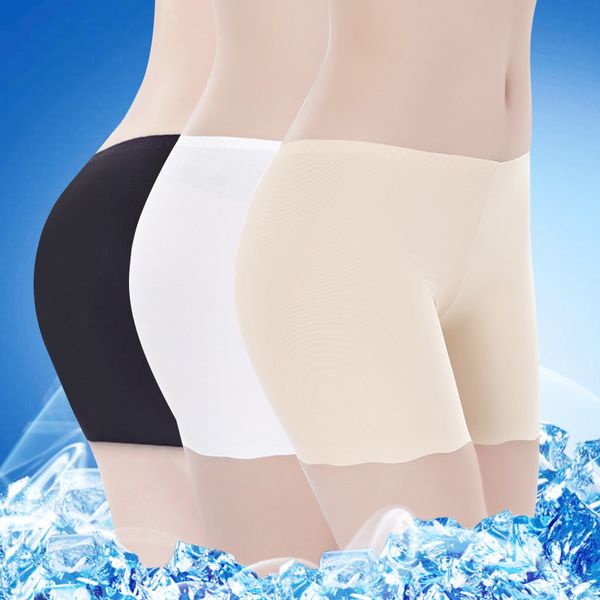 

women soft seamless safety short pants summer under skirt shorts ice silk breathable short tights comfortable panties ice silk, Black;pink