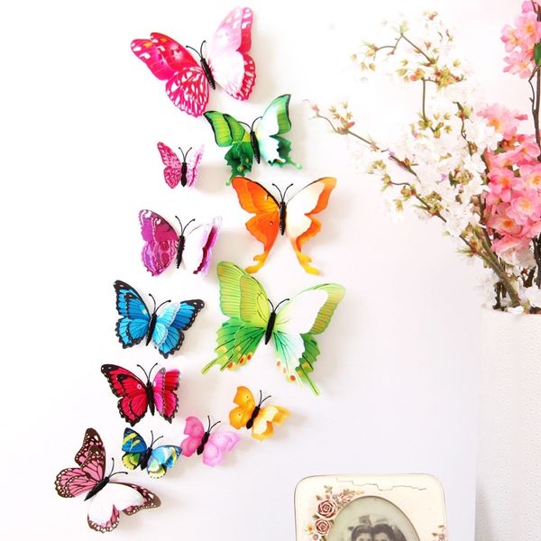 

3d пвх холодильник магнит стены стикеры моделирование бабочка дважды бабочка магнит бабочки яркий комплект 12 пакет магниты на холодильник