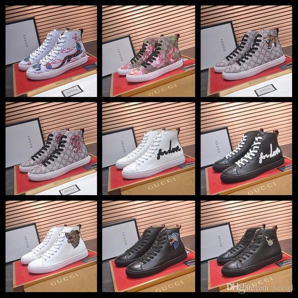 

18ss casual designers shoes red bottom men sneakers aurelien flat lovers genuine leather high casual flats luxury shoes madad, Black