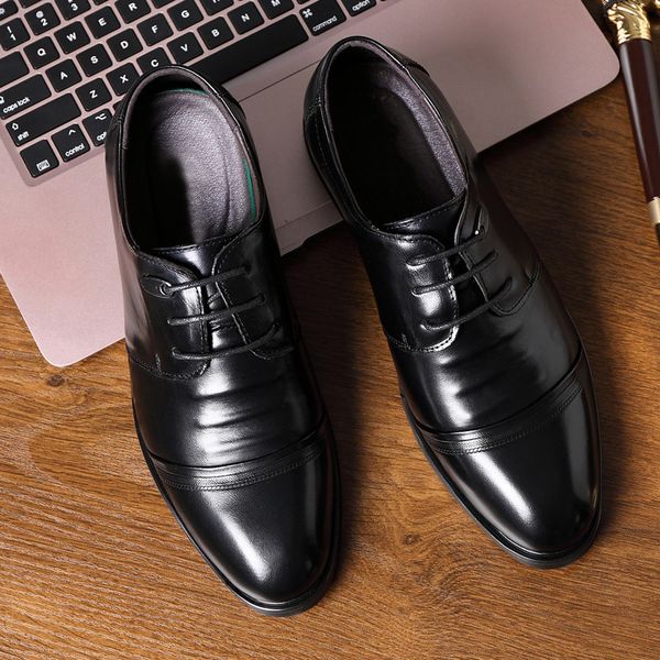

2020 new genuine leather shoes men footwear fashion business shoes cowhide casual man brogue black brown a1914