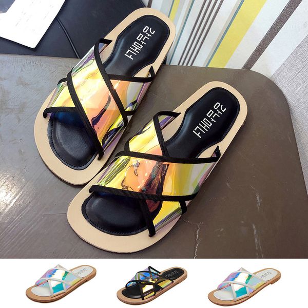 

2019 women ladies fashion beach sandals hollow out casual slippers indoor outdoor flats shoes zapatos de mujer slides mules #89, Black