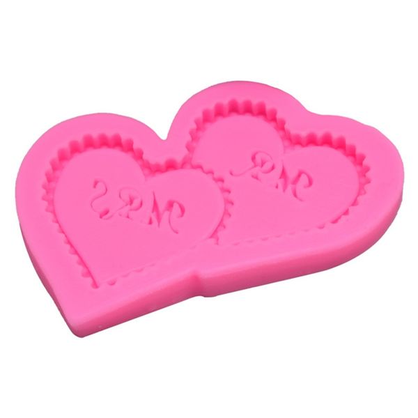 

mr&mrs double heart cake mold silicone cake mold chocolate fondant handmade mold diy baking decoration for kitchen