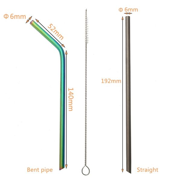 

reusable drinking straw titanium metal straw with cleaner brush for mugs