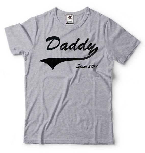 Daddy Since 2018 Baby Shower Gift New Dad T Shirt Father Announcement Men S Camisa De Basquete Short Sleeve Crewneck Cotton Tee