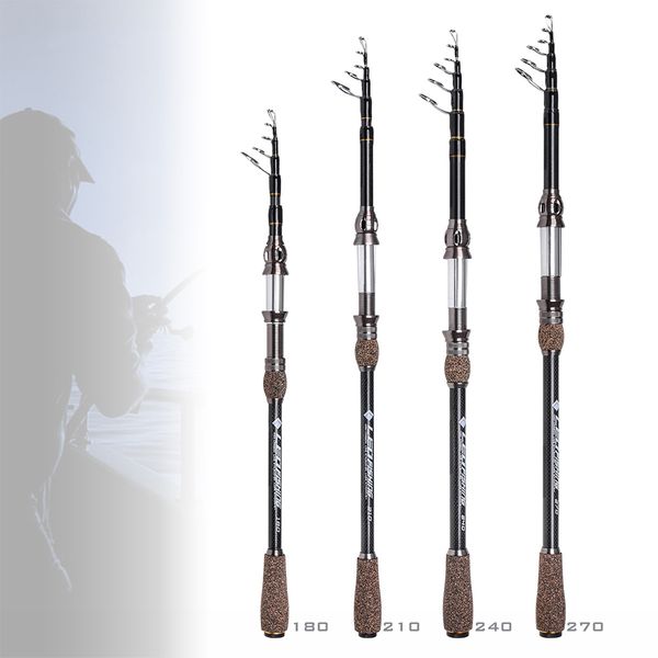 

leo 1.8m / 2.1m / 2.4m 2.7m carbon fishing rod ultralight travel sea fishing rod pole with cork handle