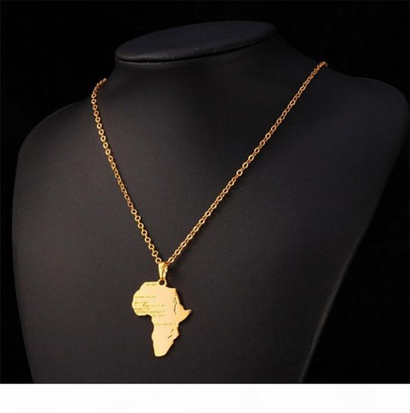

new fashion africa gold women men african map pendant necklace hip hop jewelry 50cm box chain, Silver