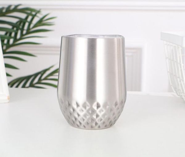 

12oz eggshell cup new 304 stainless steel vacuum flask with lid coffee milk tea water cup u-shaped red wine glass dhl free