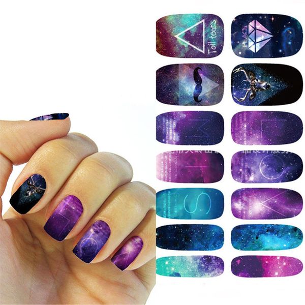 

12 tips nail art sticker decoration starry sky decal decoration nail art water transfer stickers make up tool dropship sale, Silver;gold