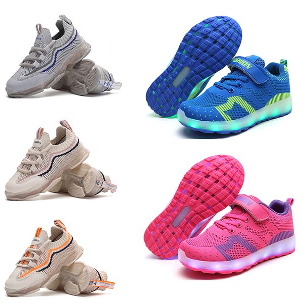 

new arrival running shoes for boy and girl white pink black blue orange fashion boys girls led shoes sports sneakers 52, White;red