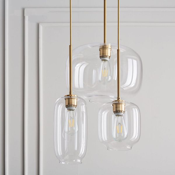 Modern Glass Pendant Light Led Round Clear Glass Simple Cafe Bar