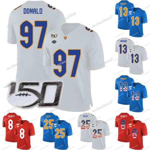 

Mens Custom 150 Patch Pittsburgh Panthers 24 CONNER 13 Dan Marino 97 Aaron Donald 12 Nick Patti 25 LeSean McCoy NCAA College Football Jersey