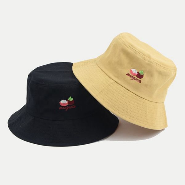 

summer fruit mangosteen foldable bucket hat women outdoor sunscreen cotton men basin chapeau sun prevent hats