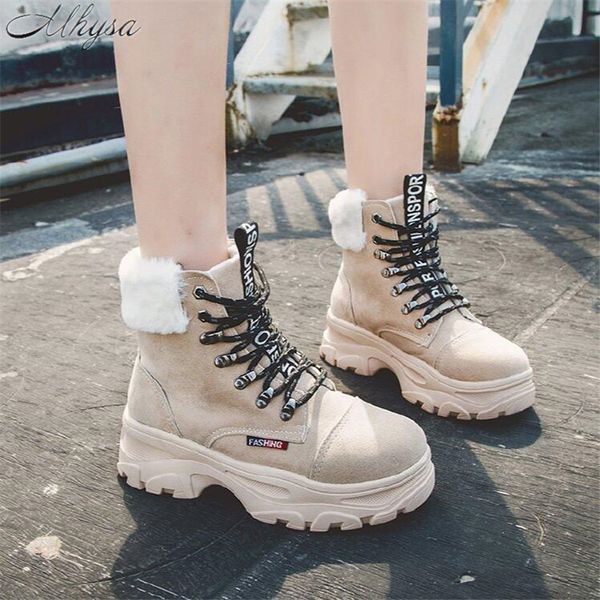 

mhysa winter women snow ankle boots waterproof 2019 new light female cotton shoes platform fashion fur snow ankle boots l1017, Black