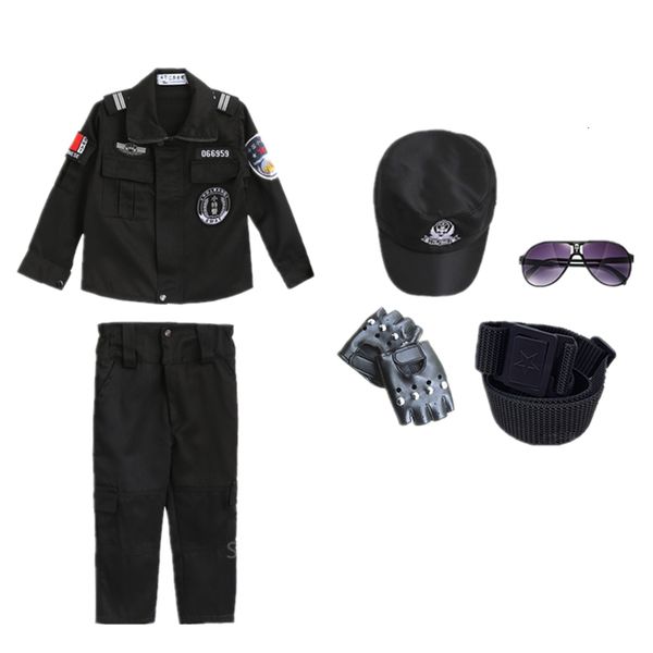 

halloween costumes for boys role play cosplay policemen uniforms kids army special police carnival party clothing set 110-160cm gd132, Blue