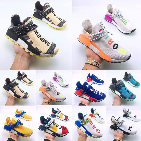 

Human Race Top Pharrell Williams Running Shoes Creme x NERD Solar Pack Holi sport Men Women Pharell Runner Racer Sports Sneaker Size 36-47