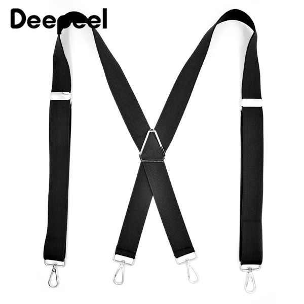 

deepeel 1pc 3.5x120cm 4 clip metal buckles men suspenders adjustable suit snap hook suspenders clothing accessories sp024, Black;white