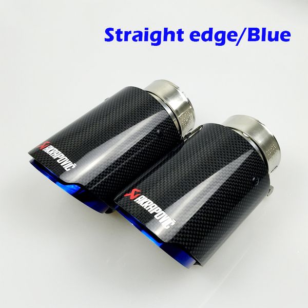 

1pcs universal akrapovic carbon fiber blue coated car exhaust pipe tailtip carbon fiber muffler tip