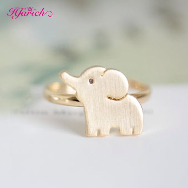 

hfarich fashion elegant animal rings brushed elephant butterfly pendant charm women friend gifts vintage bague homme, Golden;silver