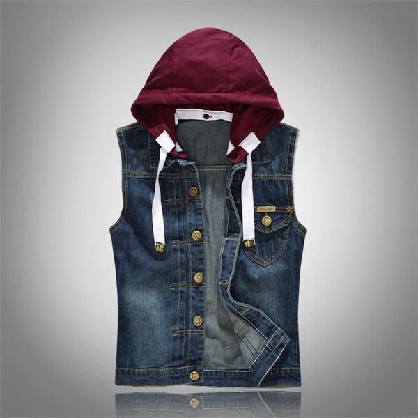 

the new han edition cultivate one's morality men remove cap denim waistcoat cowboys vest men dark denim vest dj828, Black;white