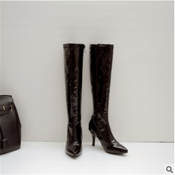 

european and american fashionable super high heel women's boots thin heel boots side zipper, Black