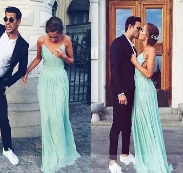 

2020 mint green elegant prom dresses deep v neck backless formal party dresses chiffon floor length a line evening dresses, Black