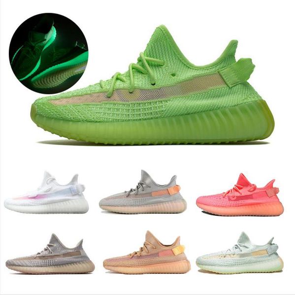 

kanye west v2 lundmark pink gid glow in the dark clay black static clay men women running shoes trainers outdoor sneakers
