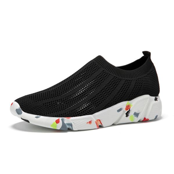 

2020 new fashion sock shoes men women canvas sneakers slip on triple black white pink mens breathable trainer sports sneakers style 6