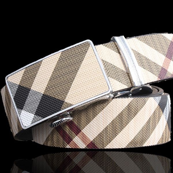 

men's genuine leather pattern automatic buckle fashion versatile women's belt style cloth belt, Black;brown