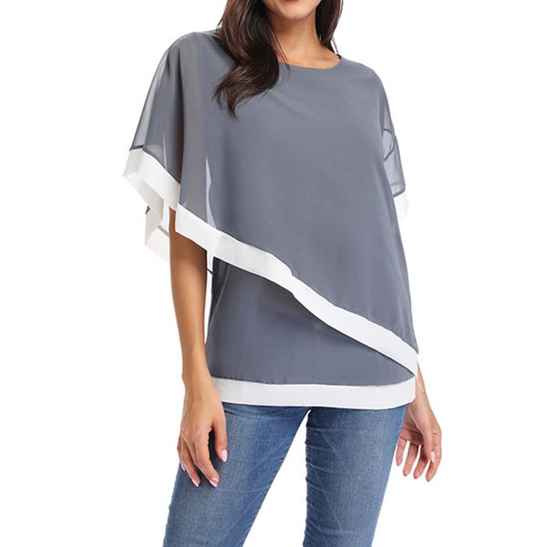 

блуза женщины дамы топы блуза шифоновая лета женщин вскользь коротким рукавом рубашки элегантная блузка офис blusas camisas mujer plus size, White